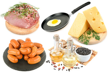 Food Ingredients Collection with Meat, Cheese, and Fried Egg