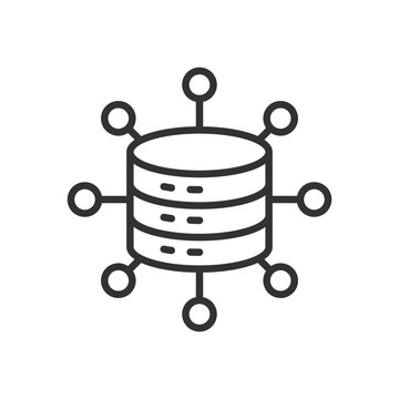 Database icon in line design. data storage, server database, information system on white background vector. Database editable stroke icon