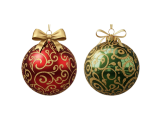 Two christmas ornaments isolated on transparent background