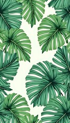 Tropical Palm Leaf Pattern Vector &ndash; Lush Green Botanical Design HD 4K