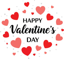 Happy valentine's day greeting with red hearts