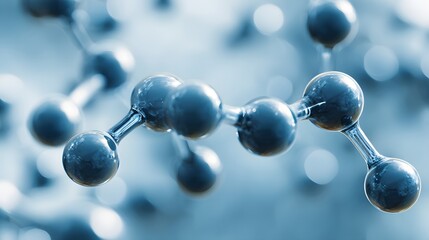Close-up 3D rendering of a molecular structure with blue spheres and connecting rods.