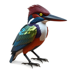 A colorful lilac breasted roller and blue heron with vibrant feathers and exotic beaks are isolated on white, showcasing beautiful tropical wildlife and nature in this wild bird portrait