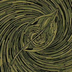 Detailed Illustration of a Single Green Leaf with Intricate Veins.