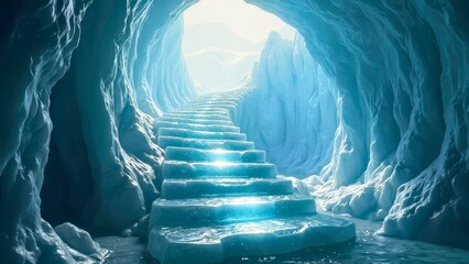 Ice Road Light Ladder Fantasy Art Illustration