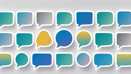 Colorful speech bubbles create a lively conversation atmosphere