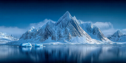 Arctic landscape mountains and sea
