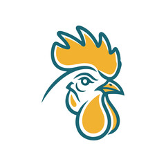 Stylized Rooster Head Logo Illustration Symbol.