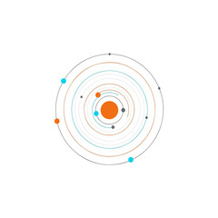 Planetary system orbital diagram illustration showing planets.