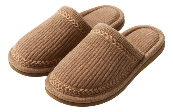 Decorative-stitch chenille scuff slippers with an open back.