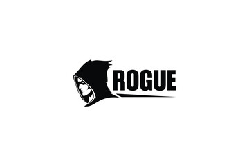 Rogue logo template design.  Character Logo Design with and Hood 