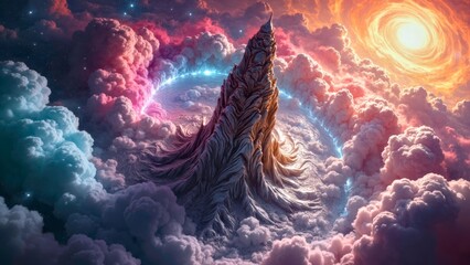 Colorful Peak Star Dome Fantasy Art Illustration