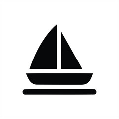 Fototapeta premium Minimalist Sailboat Icon Floating on Calm Water in Flat Design Vector Art
