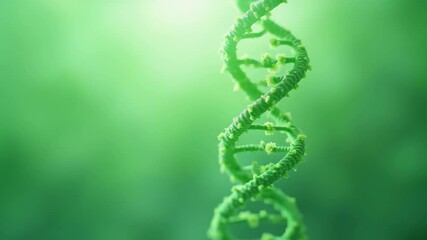 Organic green dna double helix with natural plant texture twisting elegantly on soft lime background, concept of eco biotechnology, natural genetics, sustainable health, green science innovation - Powered by Adobe