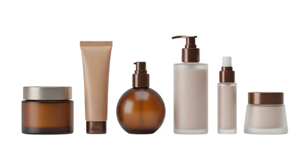 Collection of skincare products Isolated on transparent background