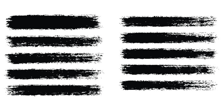 Brush paint stroke set. Black stain texture background abstract vector ink splashes. rough paintbrush mark sketch shape frames. Watercolor smears, marker lines. Charcoal streaks. Bold grungy scribbles