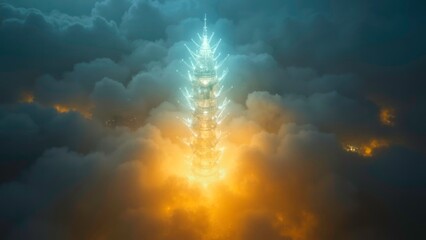 Science fiction art illustration of the Flame Sky Pillar of Light