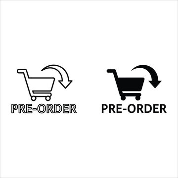 Shopping cart with preorder text and arrows black white