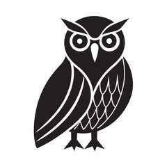 Flat Style Owl Perched Bird Silhouette
