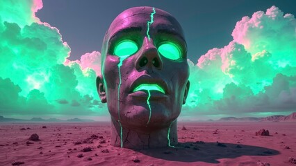 Colorful Mist Male Portrait Science Fiction Art Illustration