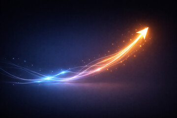 Abstract Business Growth Background with Glowing Upward Arrow