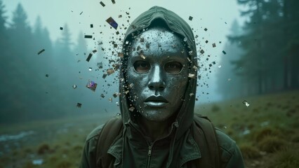 Broken Shadow Male Portrait Science Fiction Art Illustration