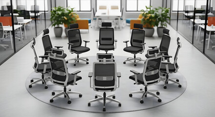 Modern Office Environment Showcasing Ergonomic Seating Solutions for Collaboration
