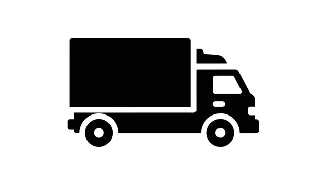 Silhouette of a delivery truck icon representing logistics transportation and freight services - Powered by Adobe