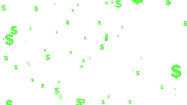 Flying through US dollar signs in particle space with stars. Moving from center, night sky. red color dollar icon animation background. 4k