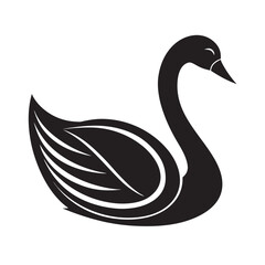 Flat Style Swan Elegant Bird Silhouette