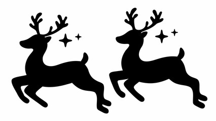 Fototapeta premium Two reindeer running with sparkles in a magical winter scene