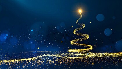 Goldener Licht-Weihnachtsbaum vor funkelndem Nachthimmel