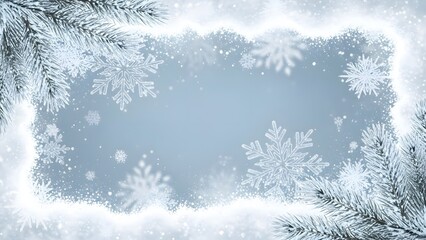 Winter background and frame template with snowfall