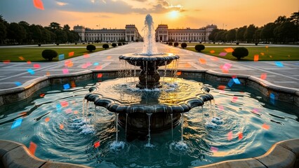 Landscape Fountain Art Illustration