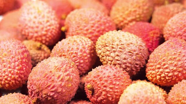 Fresh lychee fruits close up macro