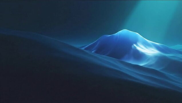 Abstract deep blue underwater waves with light ray penetrating the surface