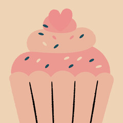 Cupcake With Heart Topping Cute Valentine Vector SVG Vector Illustration 16