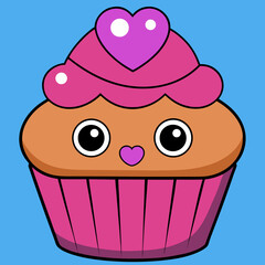 Cupcake With Heart Topping Cute Valentine Vector SVG Vector Illustration 57
