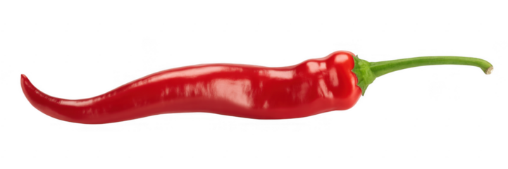 Red chili pepper with green stem isolated on a transparent background