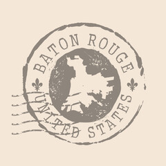 Stamp Postal Baton Rouge is a city of USA. Map Silhouette rubber Seal.  Design Retro Travel. Seal  Map Baton Rouge grunge  for your design. United States.  EPS10