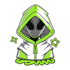 Dark Edgy Hooded Mascot Character &ndash; Vector T-Shirt Art