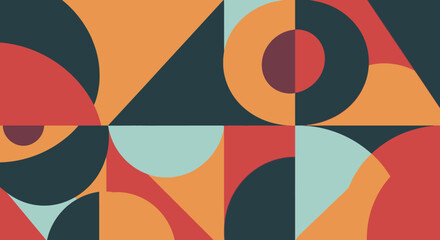 Obraz premium Abstract geometric pattern with colorful overlapping shapes and bold lines