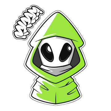 Dark Edgy Hooded Mascot Character &ndash; Vector T-Shirt Art