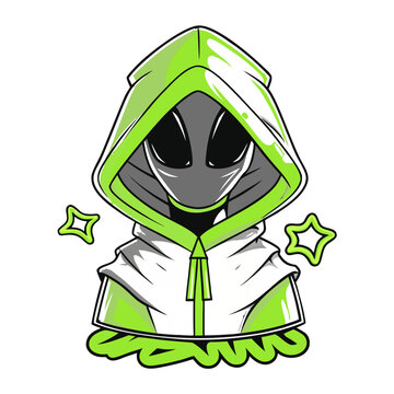Dark Edgy Hooded Mascot Character &ndash; Vector T-Shirt Art