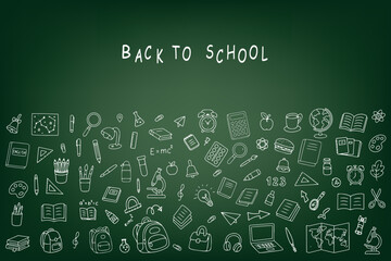 Back to School Chalkboard Design with Educational Icons