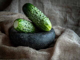 A cucumbers in the still life photography .