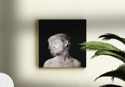 Square Canvas Frame Painting Mockup Isolated