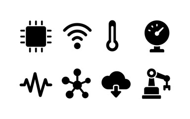 Obraz premium Collection of modern technology and industry icons on a white background