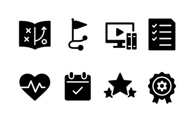 Collection of business and personal achievement icons on a white background