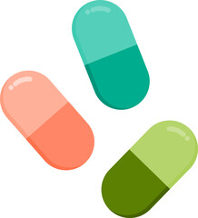 Colorful capsule pills display assorted medical medication